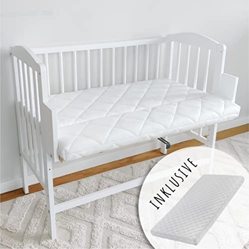 Babybett Beistellbett 90x40 cm mit Matratze, umbaubar zu 90x55 cm, 9 mal...