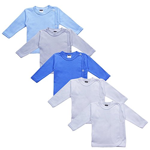 MEA BABY Unisex Baby Wickelshirt Wickeljacke Langarm, 100% Baumwolle im 5er...