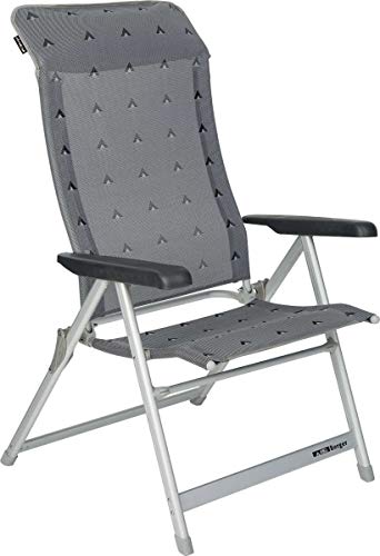 BERGER Klappsessel Luxus XL, grau, Aluminium, Belastbar bis 200 kg, breite...