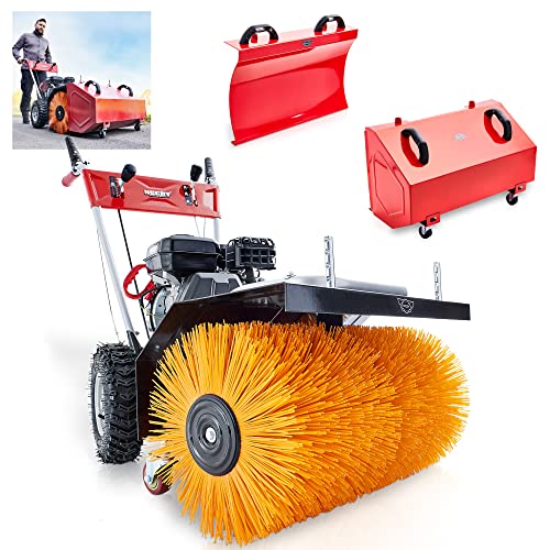 HECHT Benzin Kehrmaschine – 60 cm Mischbürste – starker 5,5 PS 4-Takt Motor...