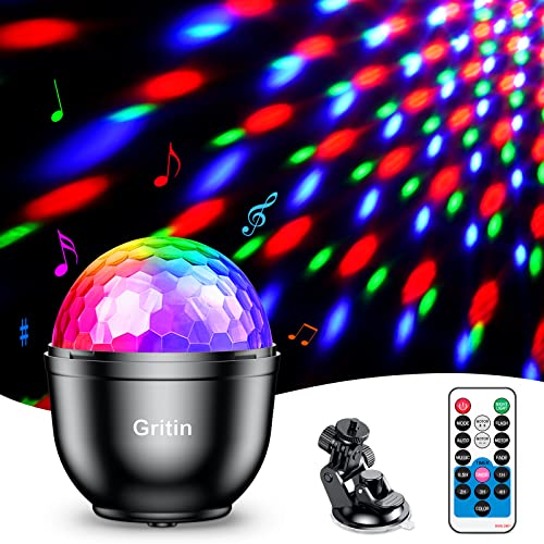 Discokugel, Gritin Wiederaufladbar 360° Drehbares Musik Activated LED Party...