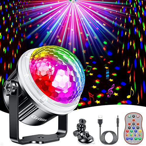 Discokugel, Gritin 360° Rotierende Soundaktivierte LED Party Lampe mit...