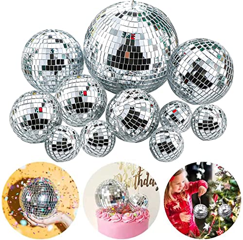 Morofme Disco Spiegel Ball 11Stück Silber Hängekugel Spiegelkugel Discokugeln...